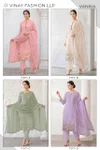 Vanika By Vinay Kuleesh Mul Chanderi Embroidery Dress Material Wholesale In India